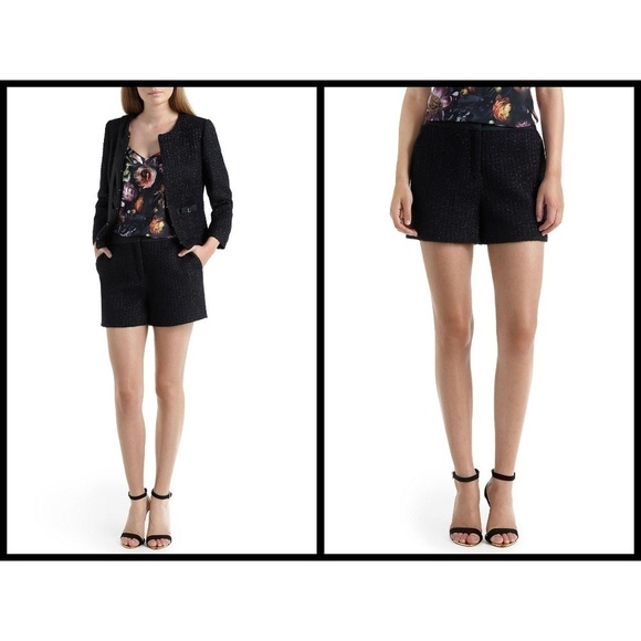 💕TED BAKER💕 Navy Blue High Rise Tweed Suit Short - Picture 1 of 8